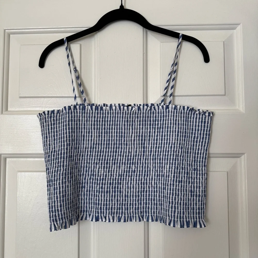 Express Striped Ruched Crop Top - Picture 1 of 6